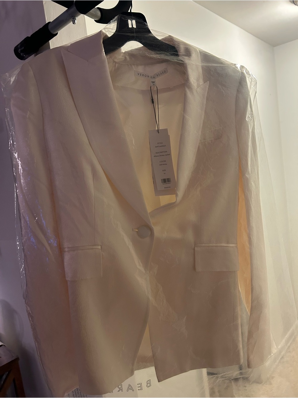Veronica Beard Cream Single-Button Blazer
